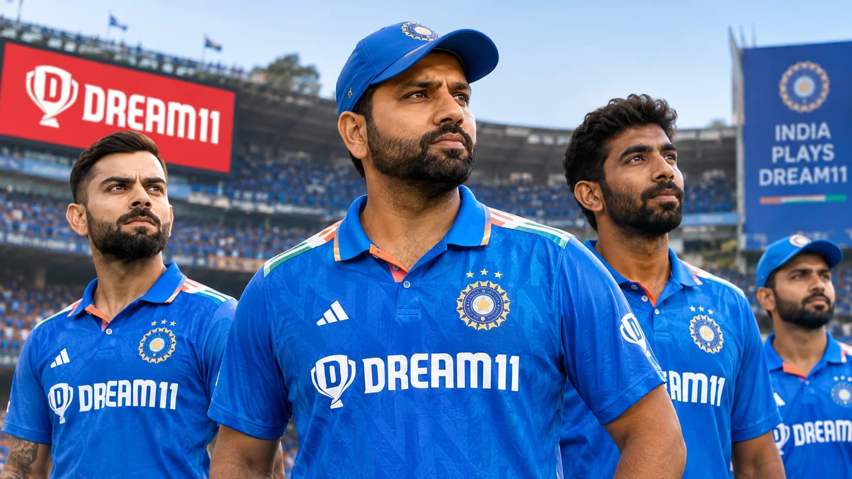Dream11 logo on the Indian cricket team jersey, illustrating the Dream11 marketing strategy before the 2025 ban