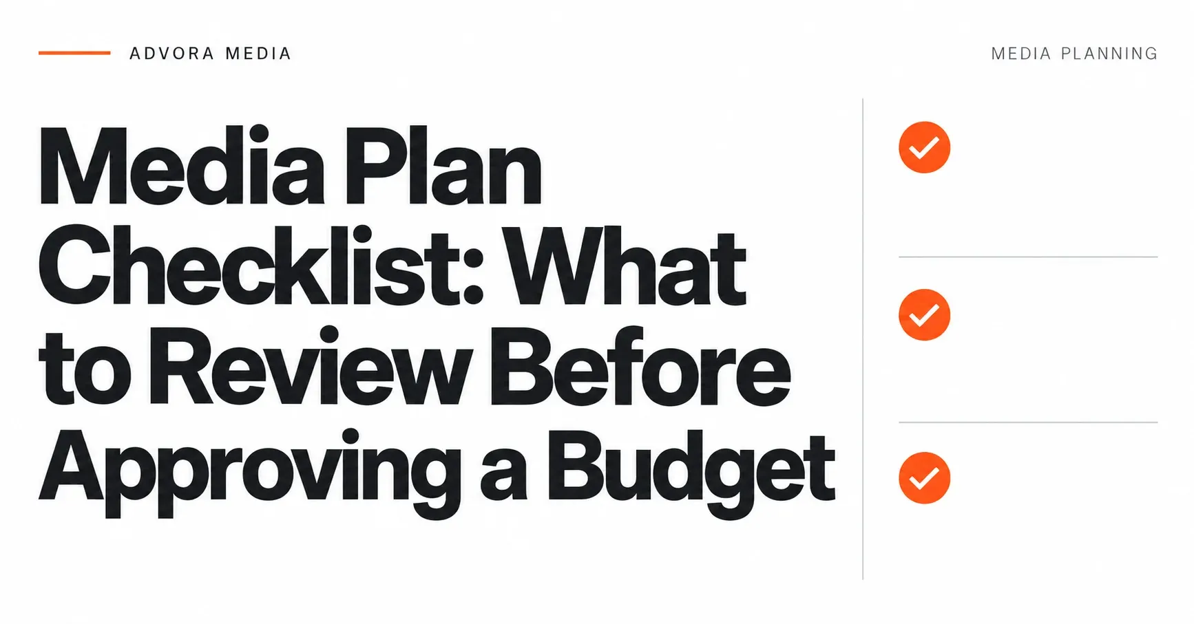 Media Plan Checklist: What to Review Before Approving a Budget: editorial cover with checklist symbols.